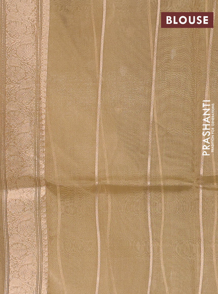 Banarasi tissue silk saree gold with allover silver & zari woven buttas and zari woven piping border