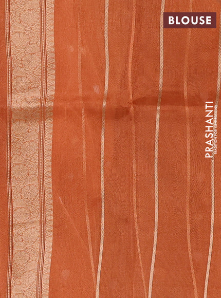 Banarasi tissue silk saree orange with allover silver & zari woven buttas and zari woven piping border