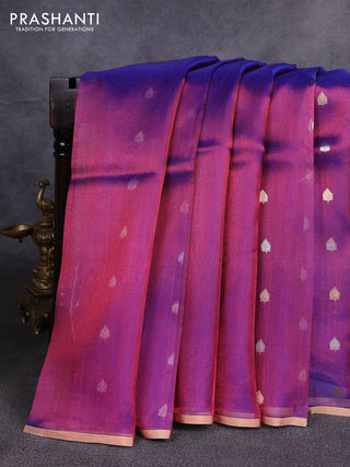 Banarasi tissue silk saree purple with allover zari woven buttas and zari woven piping border