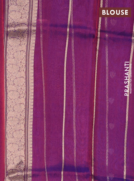 Banarasi tissue silk saree purple with allover zari woven buttas and zari woven piping border