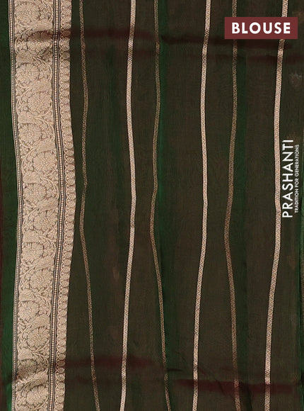Banarasi tissue silk saree manthuier green with allover zari woven buttas and zari woven piping border