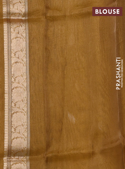 Banarasi tissue silk saree mustard yellow with allover zari woven buttas and zari woven piping border
