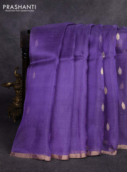 Banarasi tissue silk saree lavender with allover zari woven buttas and zari woven piping border