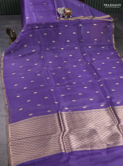 Banarasi tissue silk saree lavender with allover zari woven buttas and zari woven piping border