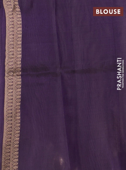 Banarasi tissue silk saree violet with allover silver & zari woven buttas and zari woven piping border