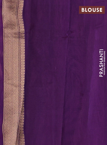 Banarasi tissue silk saree purple with allover silver & zari woven buttas and zari woven piping border