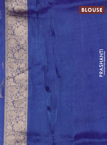 Banarasi tissue silk saree dual shade of blue with allover silver & zari woven paisley buttas and zari woven piping border