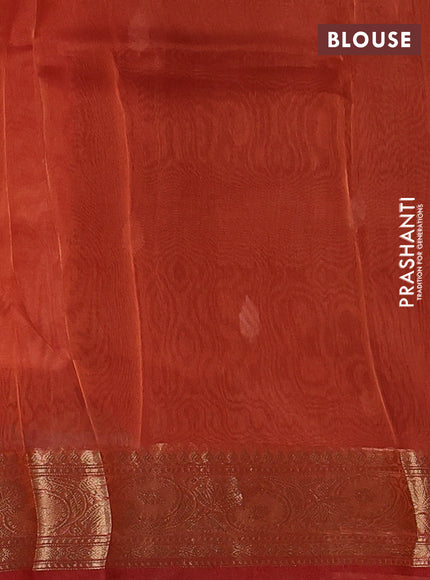 Banarasi tissue silk saree rust shade with allover silver & zari woven buttas and zari woven border