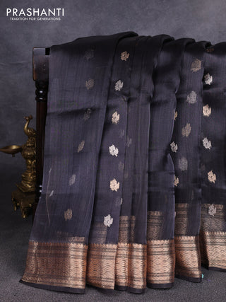 Banarasi tissue silk saree black with allover zari woven floral buttas and zari woven border