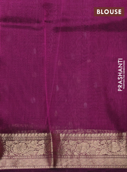 Banarasi tissue silk saree deep purple with allover zari woven floral buttas and zari woven border