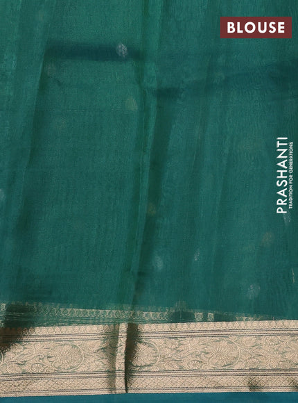 Banarasi tissue silk saree dual shade of green with allover zari woven floral buttas and zari woven border