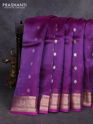 Banarasi tissue silk saree purple with allover zari woven buttas and zari woven border