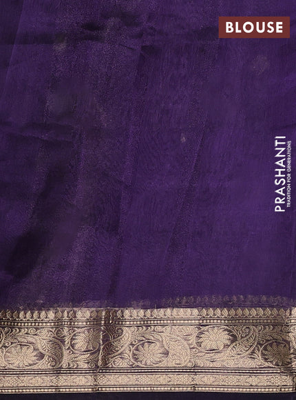 Banarasi tissue silk saree violet with allover zari woven buttas and zari woven border
