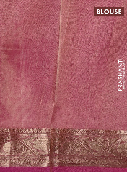 Banarasi tissue silk saree pink with allover silver & zari woven buttas and zari woven border