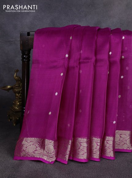 Banarasi tissue silk saree pink with allover silver & zari woven buttas and zari woven border