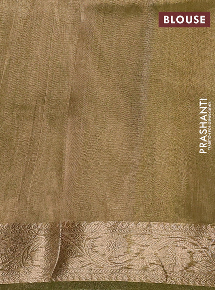 Banarasi tissue silk saree green shade with alllover silver & zari woven buttas and zari woven border