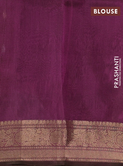 Banarasi tissue silk saree dual shade of pinkish green with allover silver & zari woven buttas and zari woven border