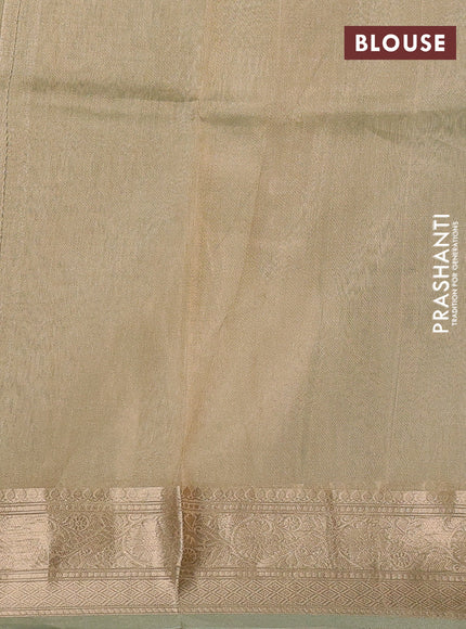 Banarasi tissue silk saree pista green with allover silver & zari woven buttas and zari woven border