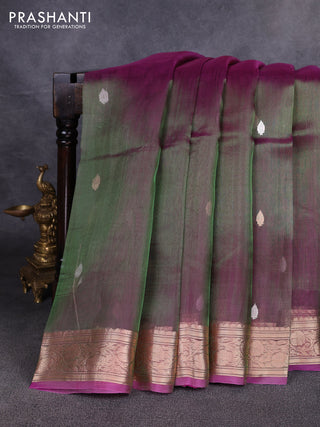 Banarasi tissue silk saree dual shade of purple with allover silver & zari woven buttas and zari woven border