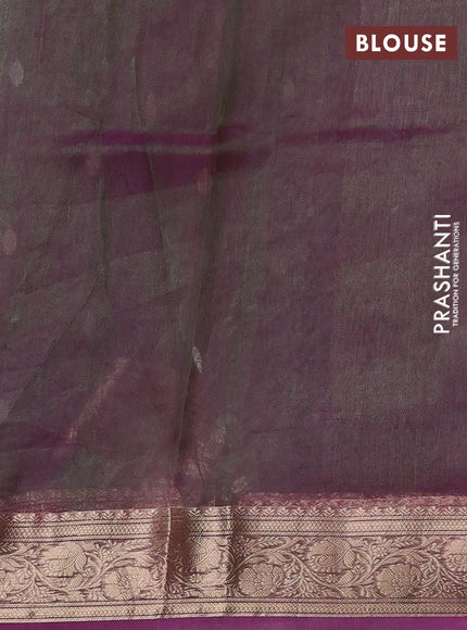 Banarasi tissue silk saree dual shade of purple with allover silver & zari woven buttas and zari woven border