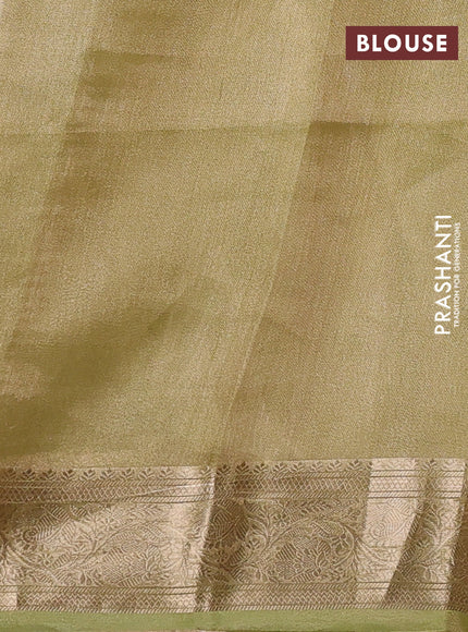 Banarasi tissue silk saree pista green with allover silver & zari woven buttas and zari woven border