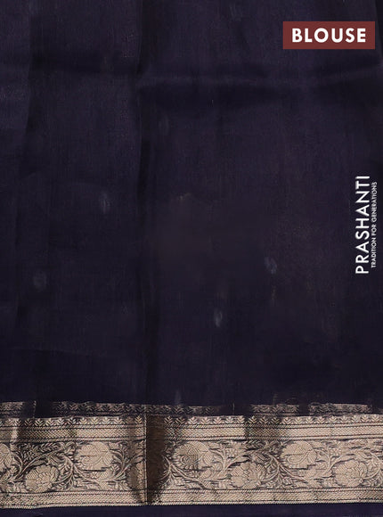 Banarasi tissue silk saree navy blue with allover silver & zari woven buttas and zari woven border