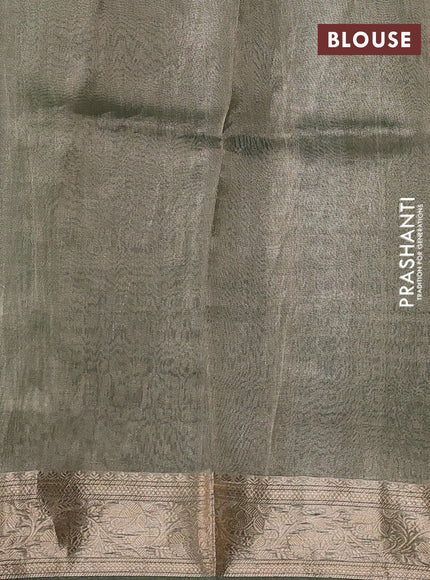 Banarasi tissue silk saree pastel green with allover silver & zari woven buttas and zari woven border