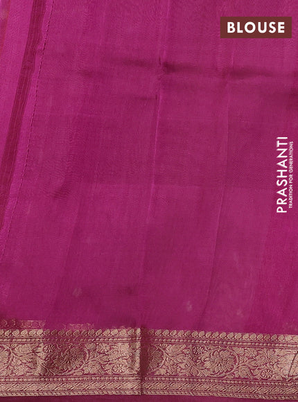 Banarasi tissue silk saree dark magenta pink with allover silver & zari woven buttas and zari woven border
