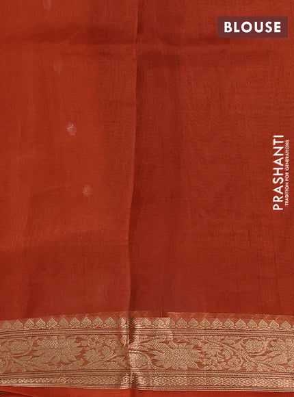 Banarasi tissue silk saree rustic orange with allover silver & zari woven buttas and zari woven border