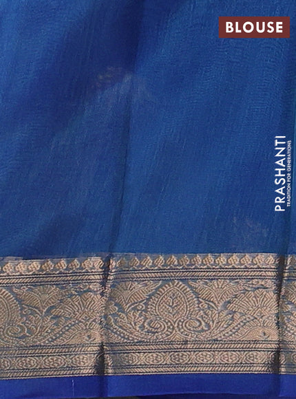 Banarasi tissue silk saree royal blue with allover silver & zari woven buttas and zari woven border