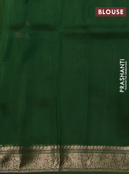 Banarasi tissue silk saree green with allover silver & zari woven buttas and zari woven border