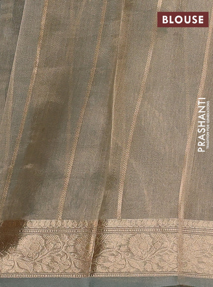 Banarasi tissue silk saree pastel blue with allover silver & zari woven buttas and zari woven border