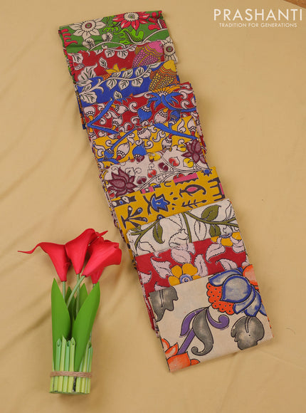 Kalamkari cotton blouse bit multi colour and multi design pack of 10