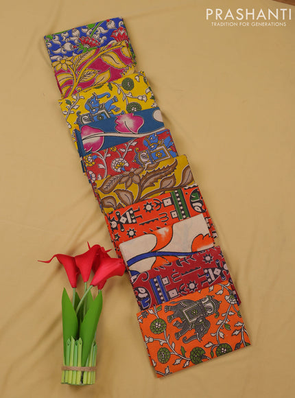 Kalamkari cotton blouse bit multi colour and multi design pack of 10