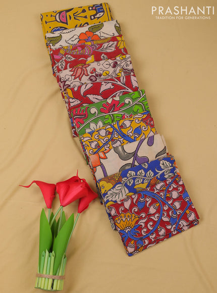 Kalamkari cotton blouse bit multi colour and multi design pack of 10