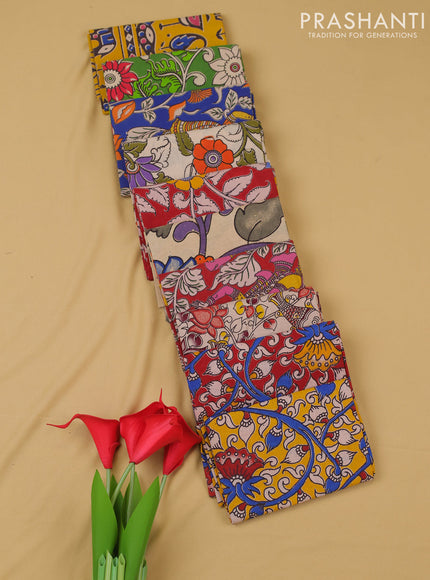 Kalamkari cotton blouse bit multi colour and multi design pack of 10
