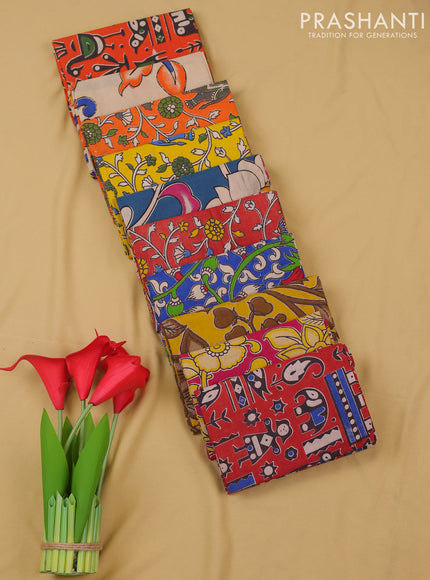 Kalamkari cotton blouse bit multi colour and multi design pack of 10