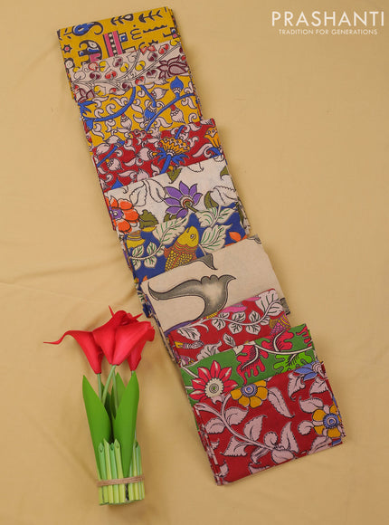 Kalamkari cotton blouse bit multi colour and multi design pack of 10