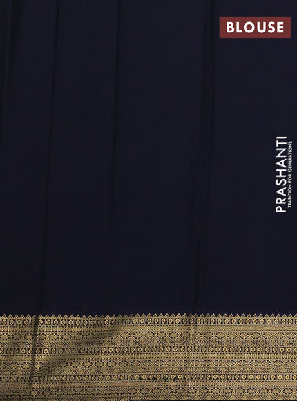 Semi kanchipuram silk saree pista green and navy blue with zari woven buttas and zari woven border
