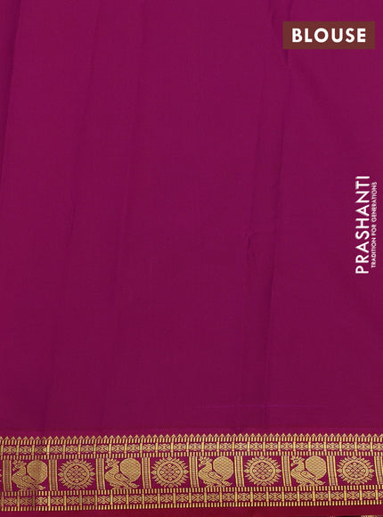Semi kanchipuram silk saree teal green and pink with zari woven buttas and zari woven border