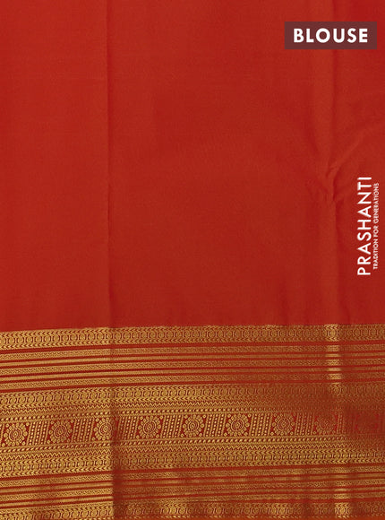 Semi kanchipuram silk saree dual shade of orange with zari woven buttas and zari woven border