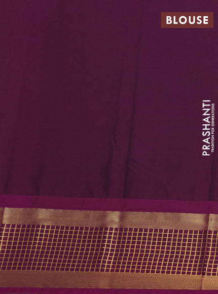 Semi kanchipuram silk saree light green and magenta pink with zari woven buttas and temple design zari woven border