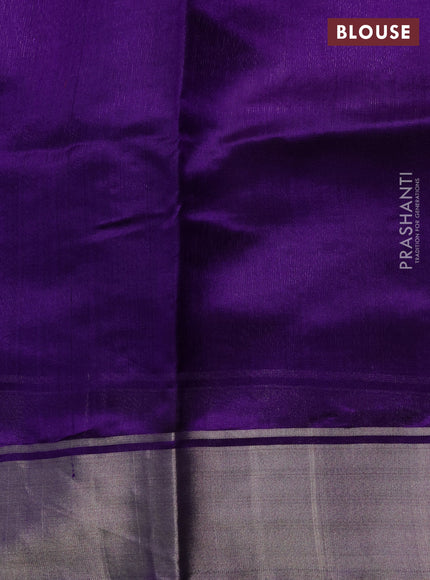Pure chanderi silk saree violet with allover floral buttas and silver zari woven border