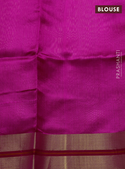 Pure chanderi silk saree pink with allover stripes & buttas and zari woven border