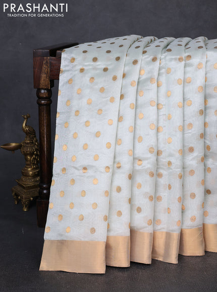 Pure chanderi silk saree pastel blue with allover zari woven buttas and zari woven border