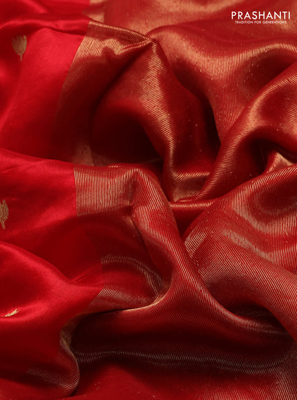 Pure chanderi silk saree red with allover floral buttas and zari woven border