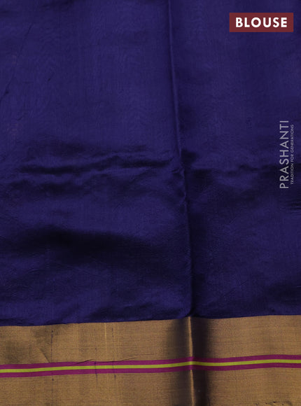 Pure chanderi silk saree blue with allover floral buttas and zari woven border