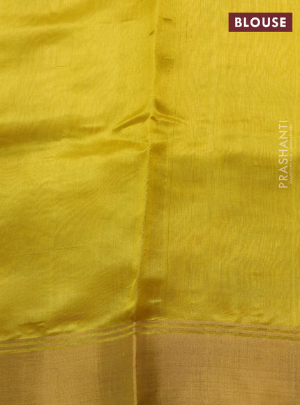 Pure chanderi silk saree yellow with allover floral buttas and zari woven border