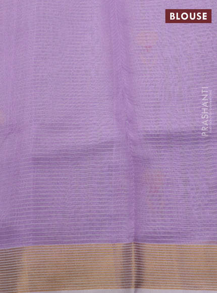 Pure chanderi silk saree lavender with allover stripes & buttas and zari woven border