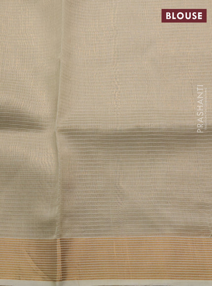 Pure chanderi silk saree beige with allover checks & buttas and zari woven border